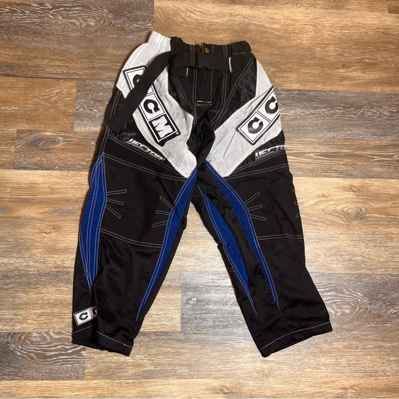 CCM Other Ccm Hockey Pants Junior Black White Blue With Belt Waist